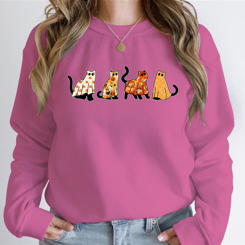 Cat Lover Halloween Hoodies Ghost Cats Sweatshirt
