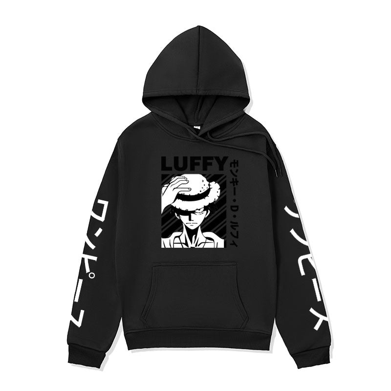 Anime Hoddies One Piece Anime Sweater Straw Hat Luffy Printed Hoodie Autumn Winter Sweater Men