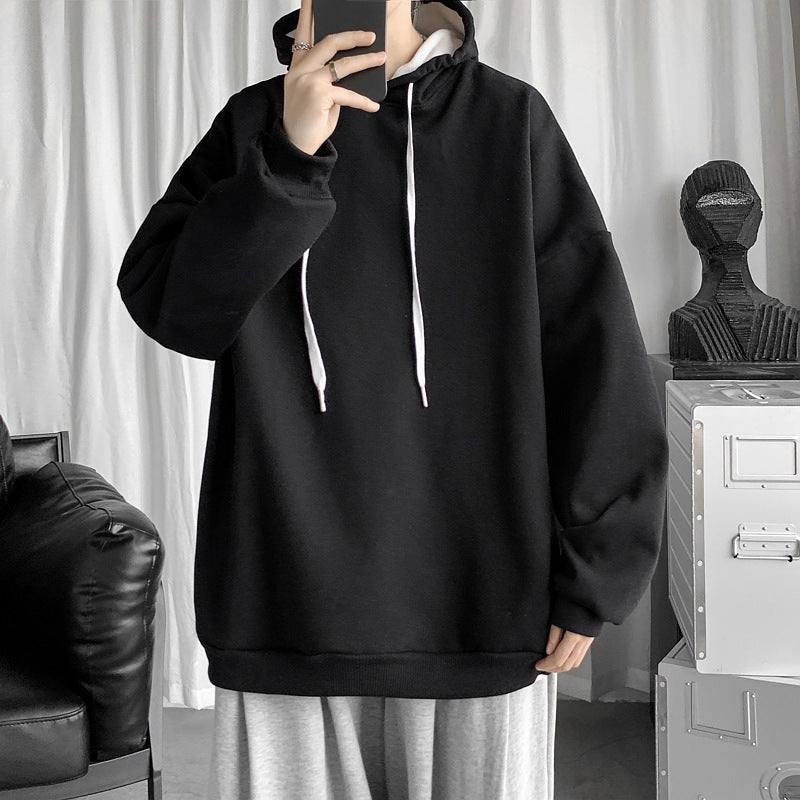 MEN'S Hoodie Solid Color with Fur No Pocket Coat