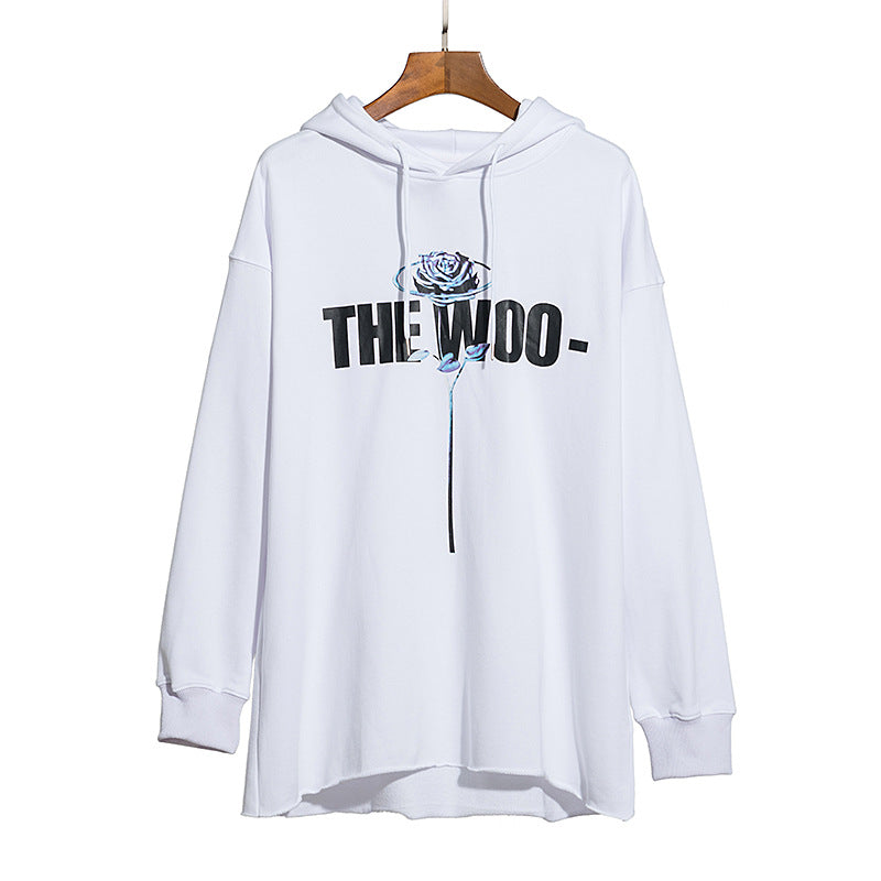 Pop Smoke Hoodies Rose Print Big V Hee Three-Color Hooded Sweater
