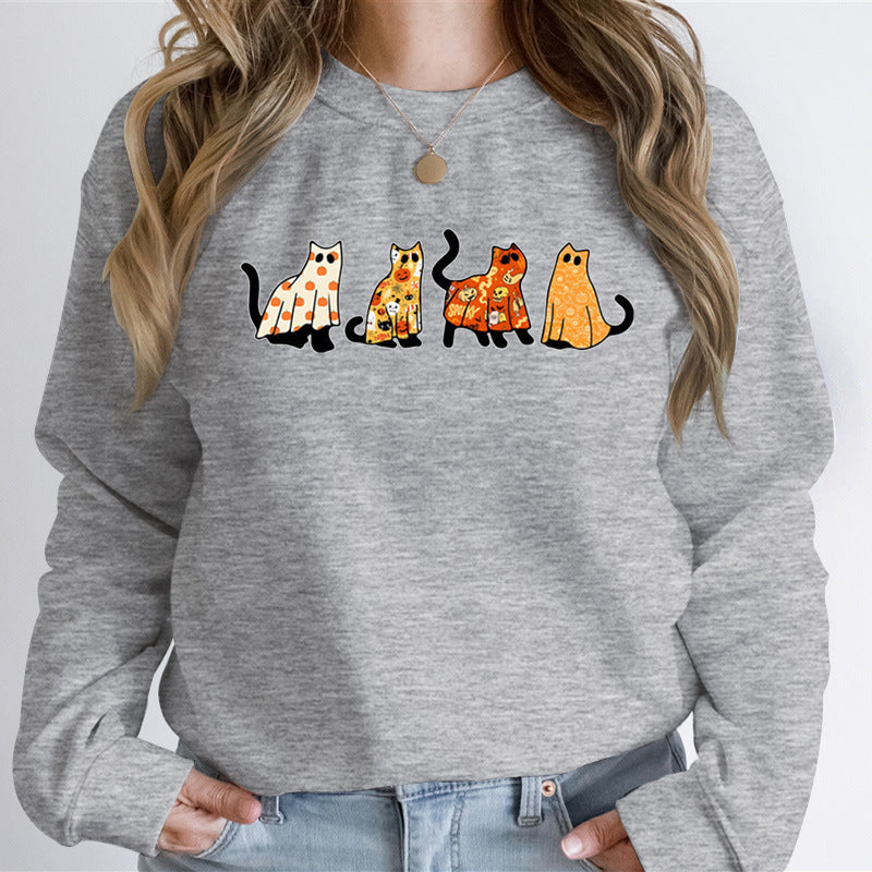 Cat Lover Halloween Hoodies Ghost Cats Sweatshirt