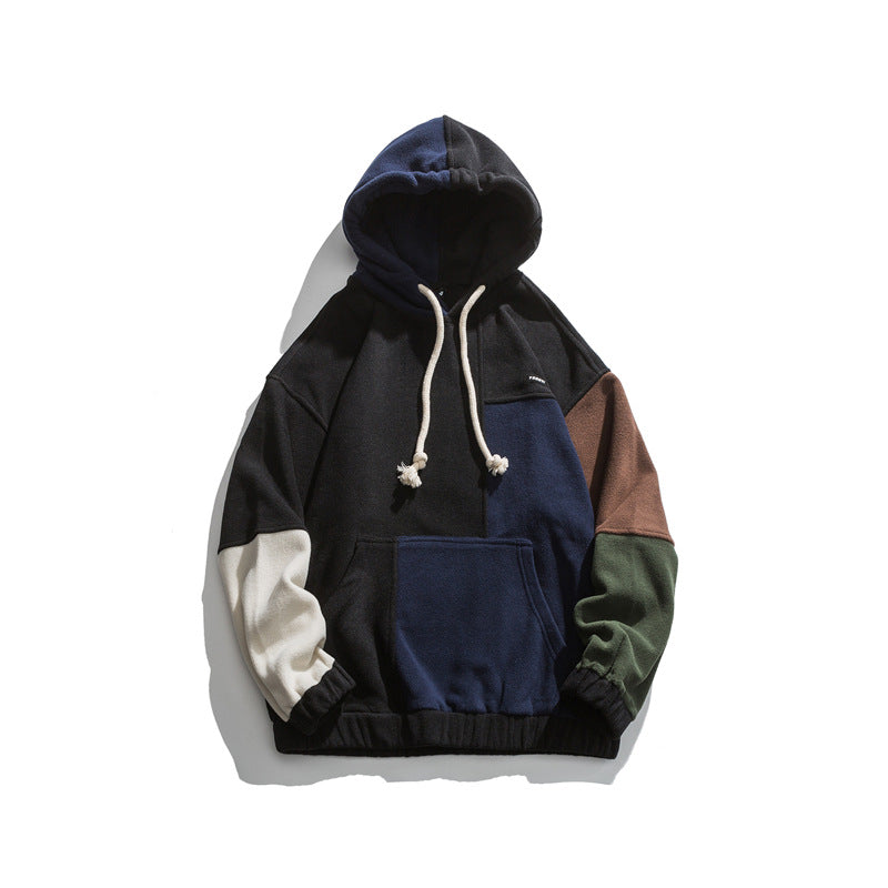 Men's Graphic Hoodies Men's Autumn Multi-Color Mosaic Hooded Loose Coat Men's