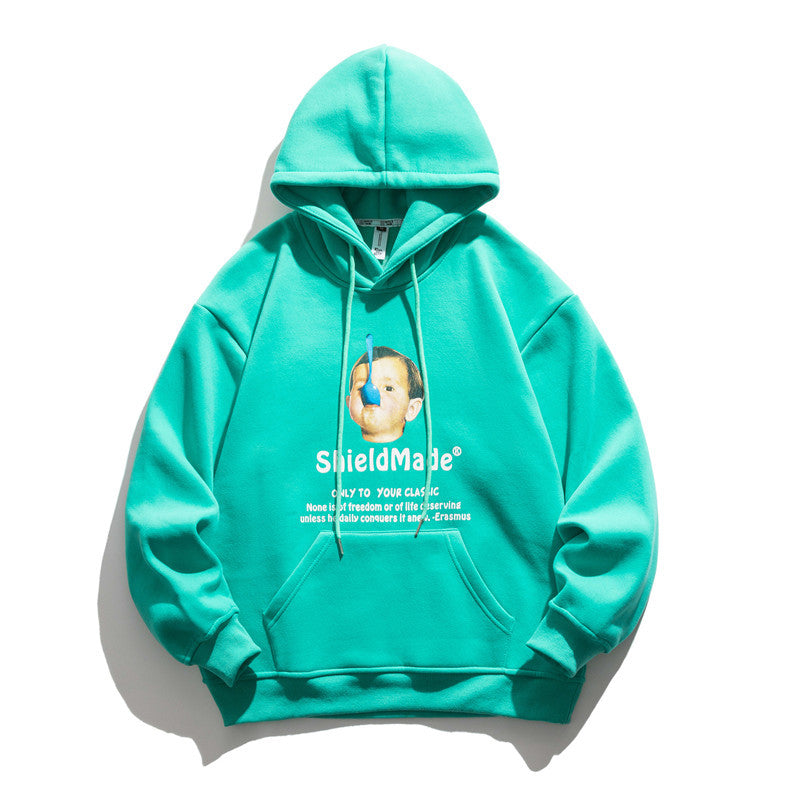 Man Fall Outfis Fall/Winter Printed Hoodie Loose Hoodie