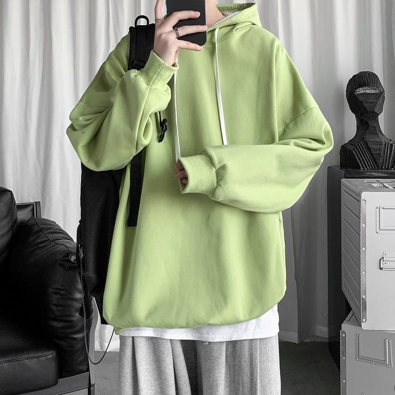 MEN'S Hoodie Solid Color with Fur No Pocket Coat