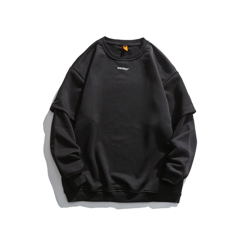 Crew Neck Sweatshirts for Men Men's Clothing Autumn Printed round Neck Short Sleeve Hoodie Male Student Pullover