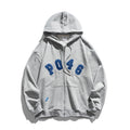 Man Fall Outfis Autumn Simple Flocking Letter Embroidery Casual Cardigan Sweater for Boys Loose Hoodie