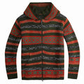 Baja Hoodie Striped Jacquard Hooded Sweater Zipper Cardigan