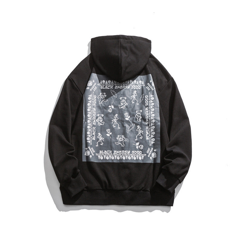 Men's Graphic Hoodies Men's Autumn Floral Sweater Hip Hop Loose Casual
