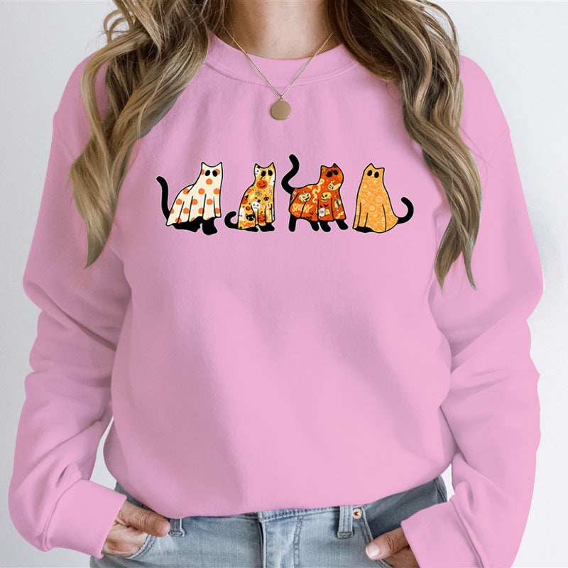 Cat Lover Halloween Hoodies Ghost Cats Sweatshirt