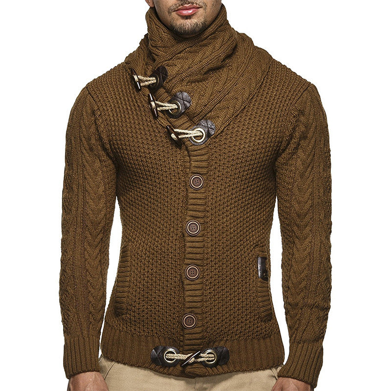 Baja Hoodie Knitted Coat Turtleneck Buttons