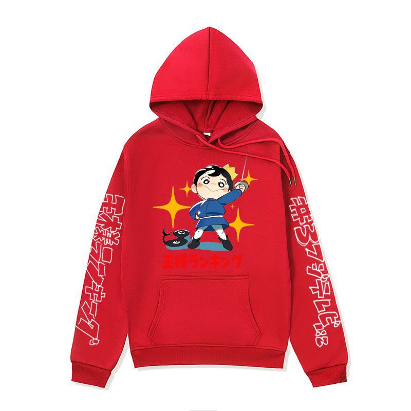 Anime Hoddies Poji King Printed Hoodie Autumn and Winter Fleece-Lined Hoodies