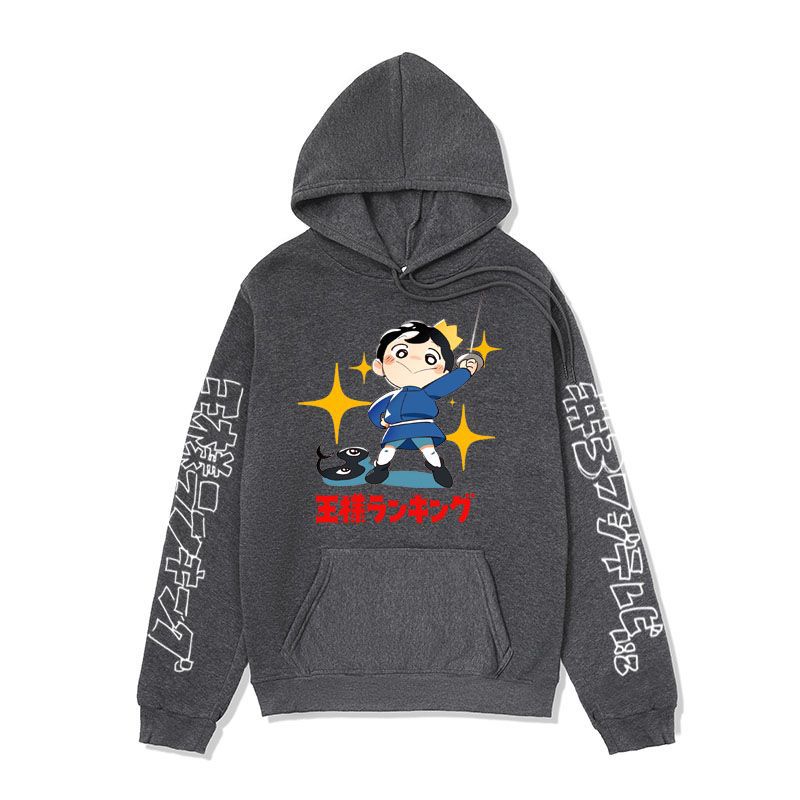 Anime Hoddies Poji King Printed Hoodie Autumn and Winter Fleece-Lined Hoodies
