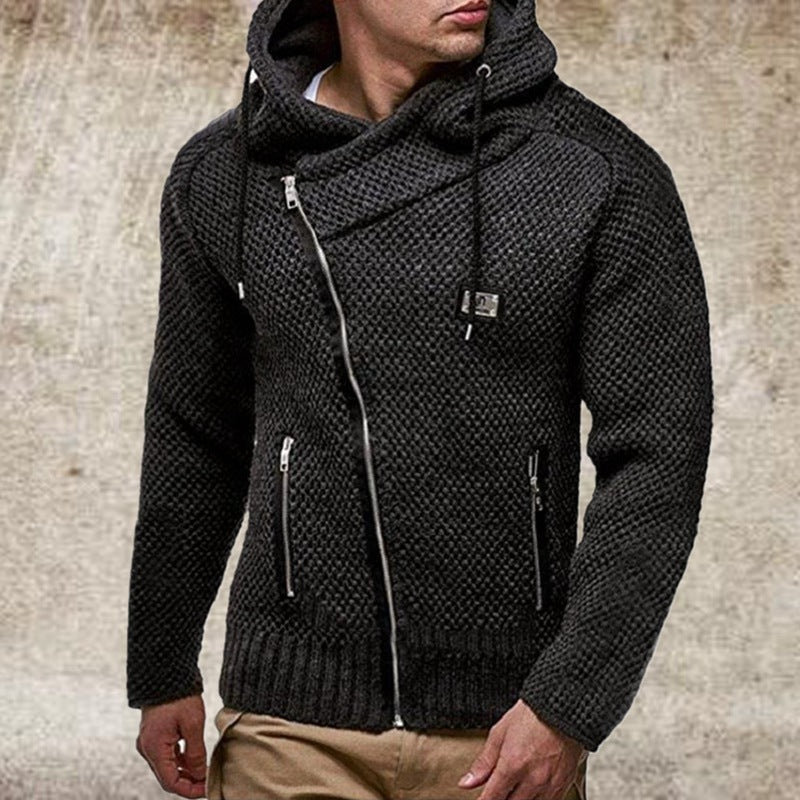 Baja Hoodie Fashion Oblique Zipper Slim Fit Long Sleeve