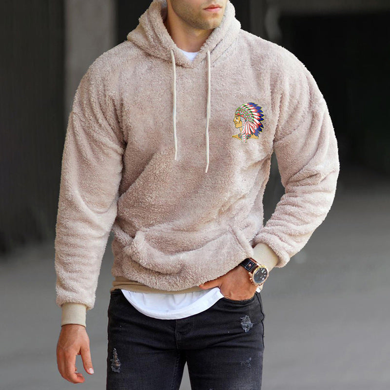 Baja Hoodie Solid Color Printing Pullover Loose