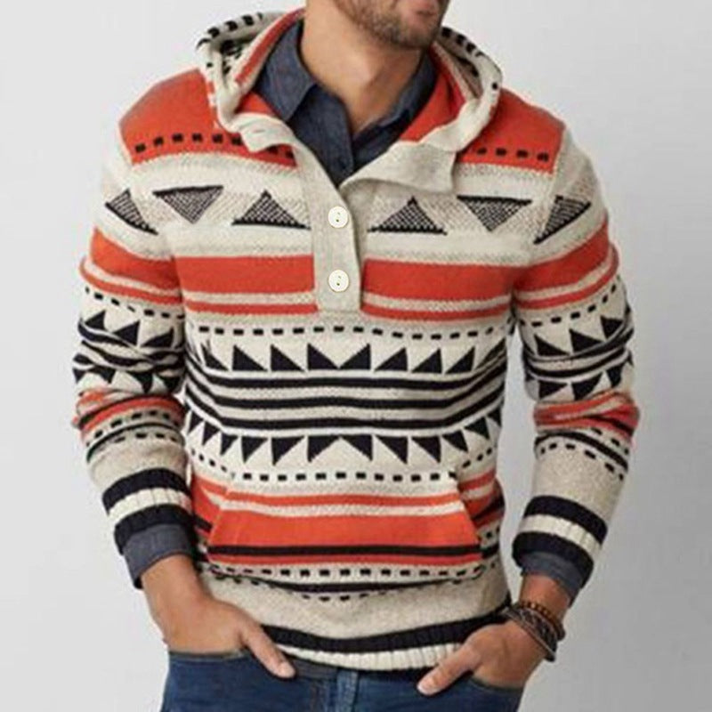 Baja Hoodie Hooded Knitted Slim Jacquard Pullover