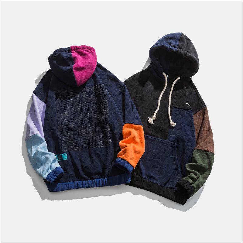 Men's Graphic Hoodies Men's Autumn Multi-Color Mosaic Hooded Loose Coat Men's