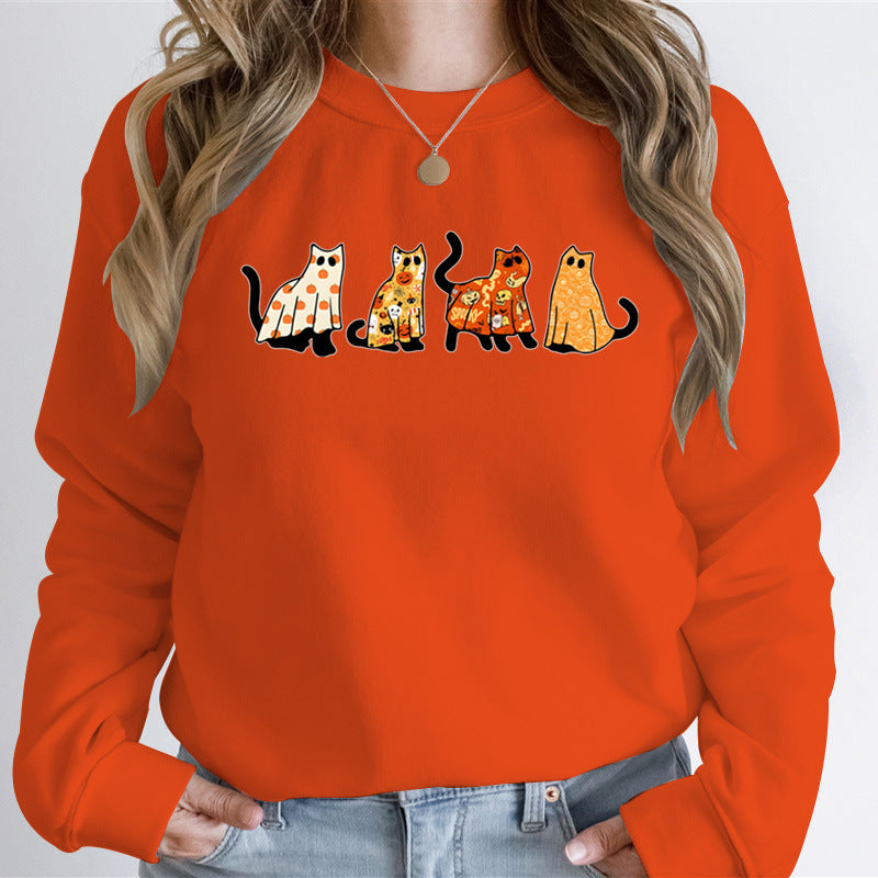 Cat Lover Halloween Hoodies Ghost Cats Sweatshirt