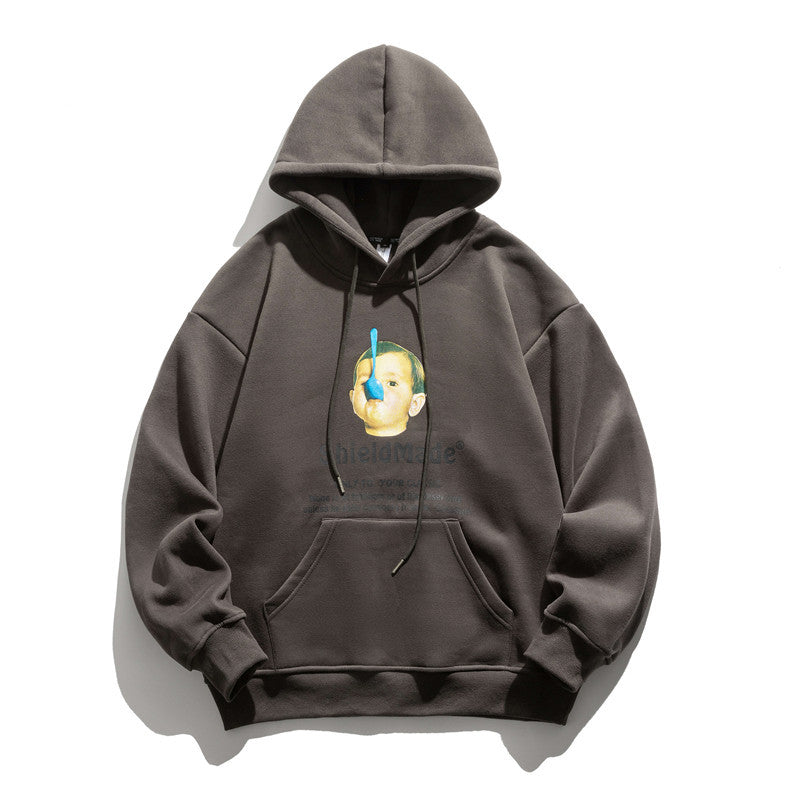 Man Fall Outfis Fall/Winter Printed Hoodie Loose Hoodie