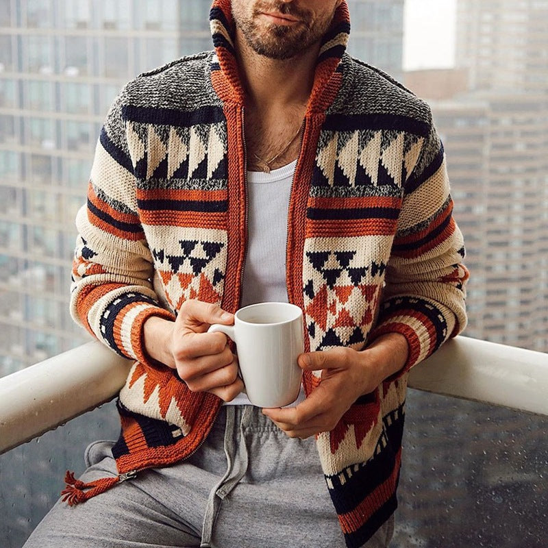 Baja Hoodie Zipper Cardigan Outerwear Long Sleeve Lapel