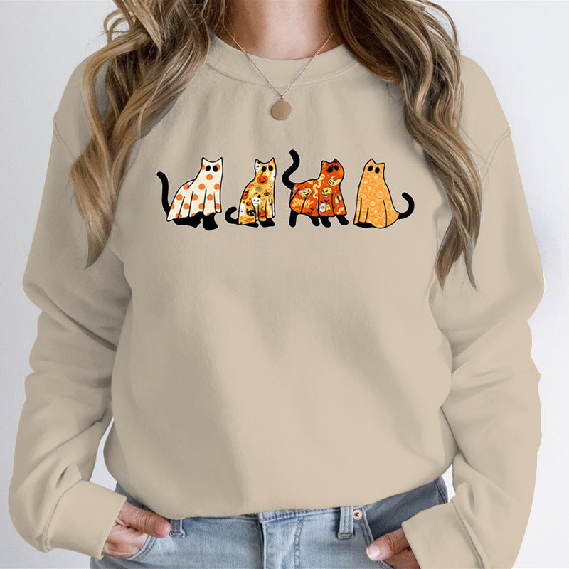 Cat Lover Halloween Hoodies Ghost Cats Sweatshirt