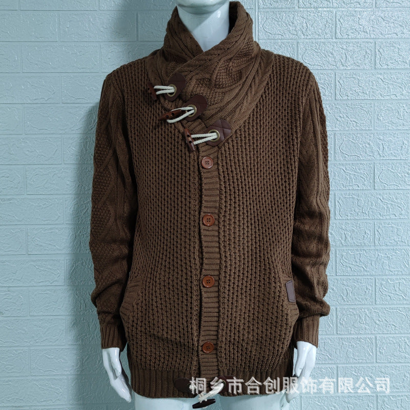Baja Hoodie Knitted Coat Turtleneck Buttons