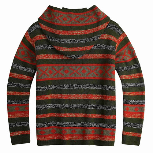 Baja Hoodie Striped Jacquard Hooded Sweater Zipper Cardigan