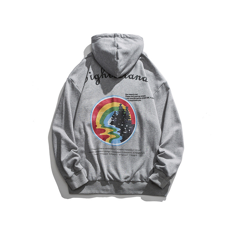 Men Graphic Hoodies Men's Autumn Printed Loose Cardigan Hoodie
