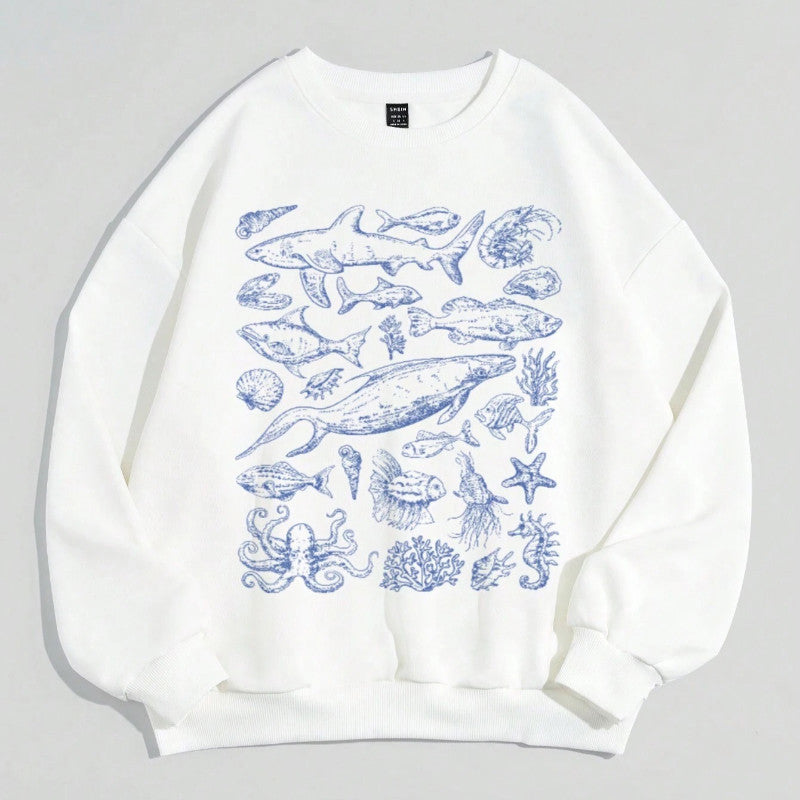 Women's Y2K Slim Round Neck Pullover  Hoodie