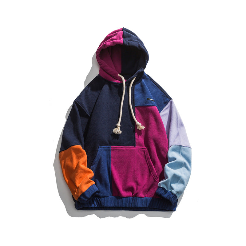 Men's Graphic Hoodies Men's Autumn Multi-Color Mosaic Hooded Loose Coat Men's