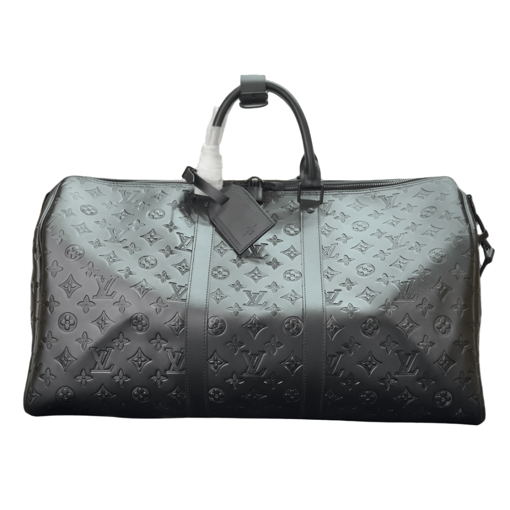 ＬＳ ＶＴＴＯＮ KEEPBALL 50 BLACK LEATHER TRAVEL BAG