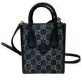 ＧＣＣＩDENIM GG MONOGRAM TOTE BAG BLACK