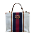 ＧＣＣＩIVORY CANVAS WEB INTERLOCKING G TOTE MEDIUM