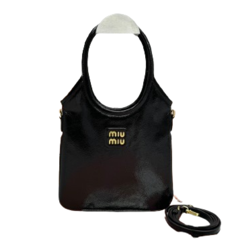 ＭＩ ＭＵ IVY NAPLAK PATENT LEATHER BAG BLACK