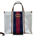 ＧＣＣＩIVORY CANVAS WEB INTERLOCKING G TOTE LARGE