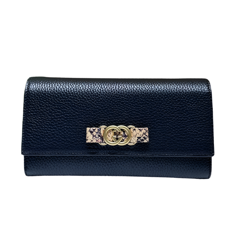 ＧＣＣＩGG INTERLOCKING LONG WALLET BLACK