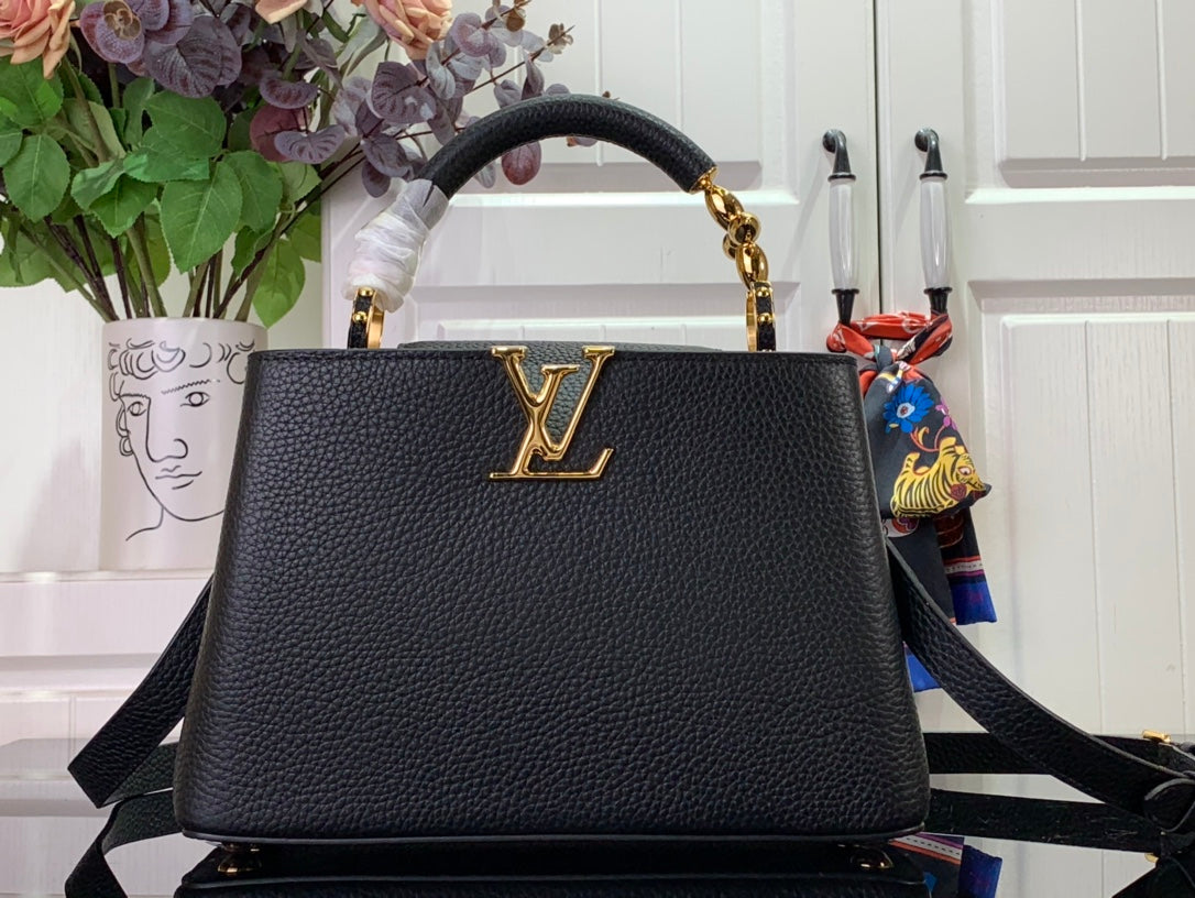 ＬＳ ＶＴＴＯＮ CAPUCINES BB MINI BLACK/UMBER/CREME