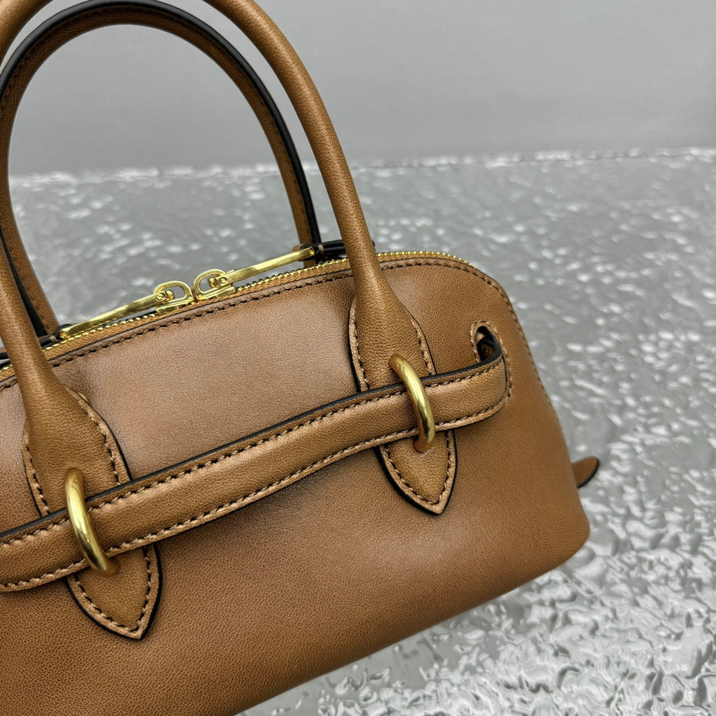 ＭＩ ＭＵ AVENTURE MINI NAPPA LEATHER BAG OAK