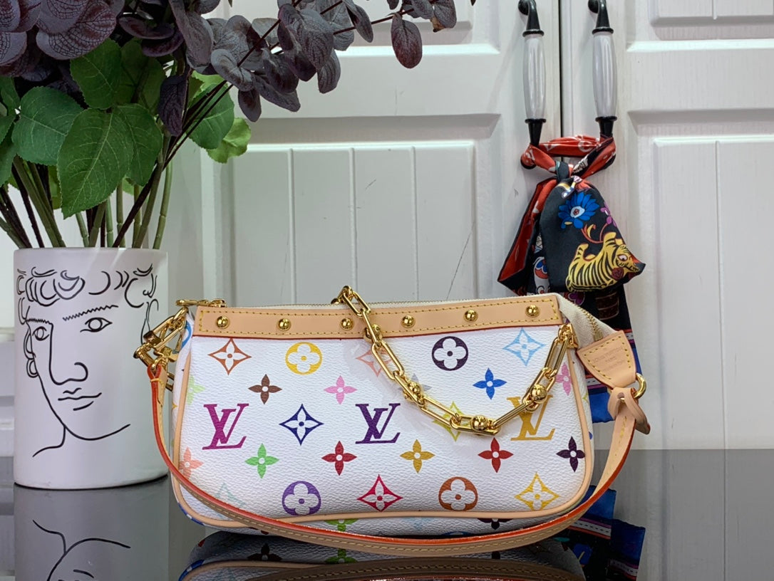 ＬＳ ＶＴＴＯＮ X TAKASHI MURAKAMI POCHETTE ACCESSOIRES BLACK/WHITE MULTICOLORED