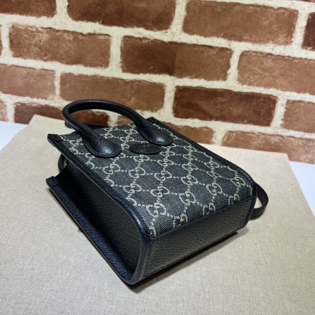 ＧＣＣＩDENIM GG MONOGRAM TOTE BAG BLACK