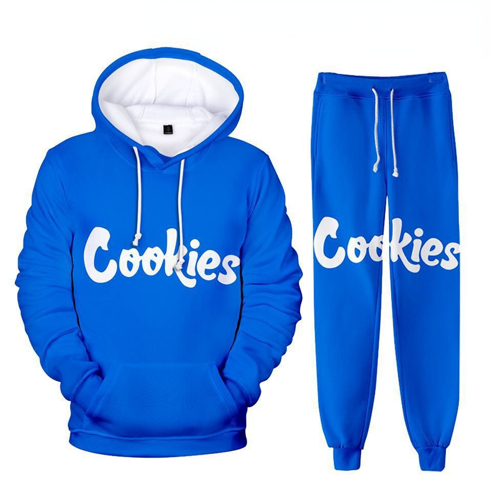 Cookies Hoodie Digital Color Printing Hooded Ankle Banded Pants Set