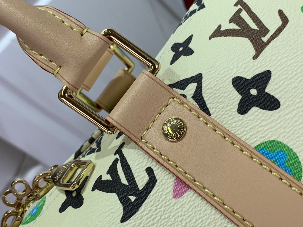 ＬＳ ＶＴＴＯＮ x YAYOI KUSAMA KEEPALL BANDOULIÈRE 45 WHITE