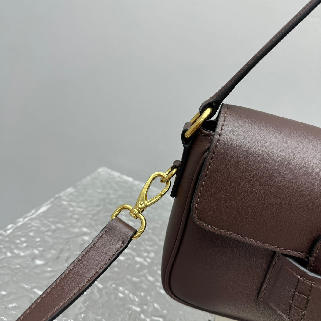 ＭＩ ＭＵ PENNY NAPPA LEATHER SHOULDER BAG BRIARWOOD