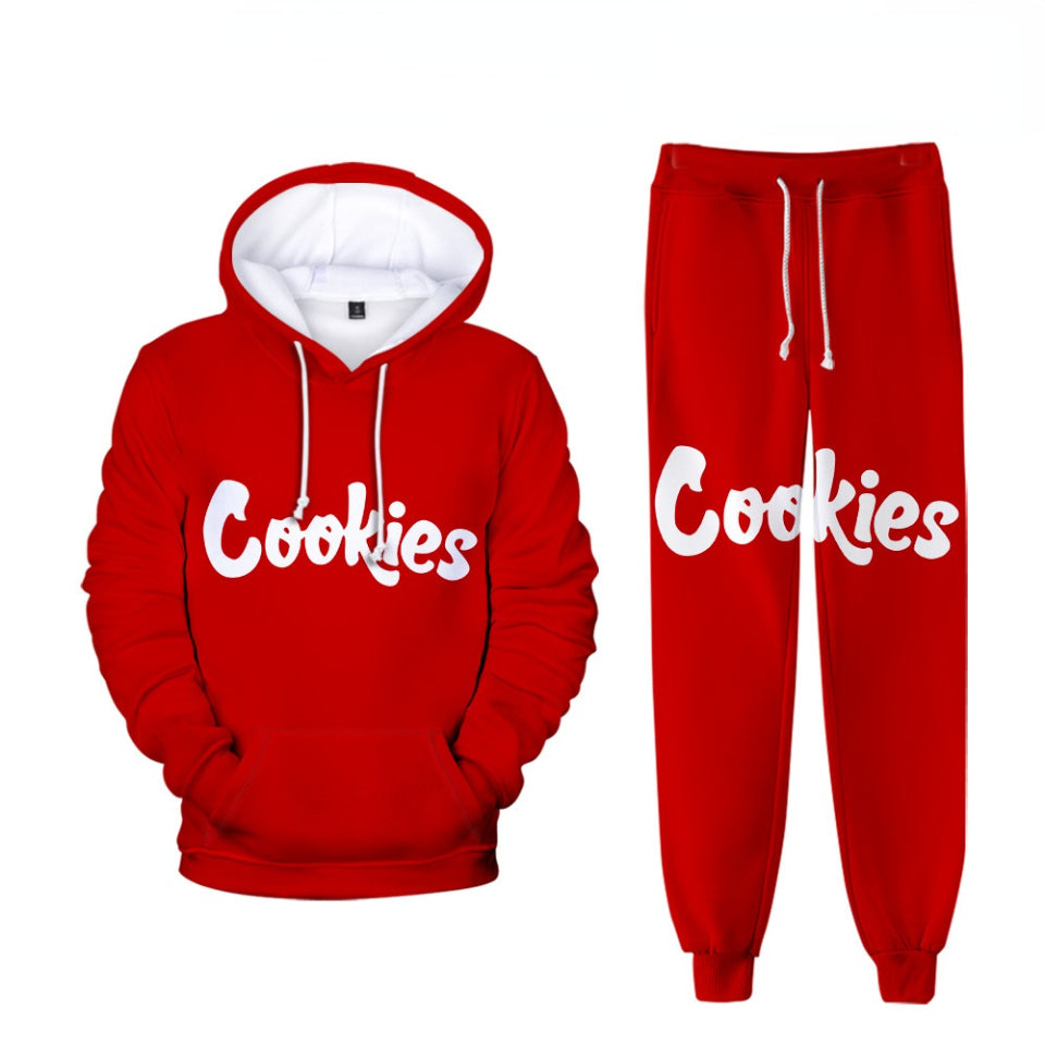 Cookies Hoodie Digital Color Printing Hooded Ankle Banded Pants Set