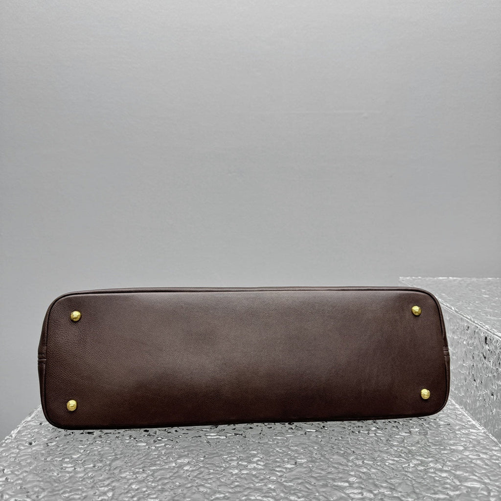 ＭＩ ＭＵ AVENTURE LEATHER TOTE BAG DARK BROWN