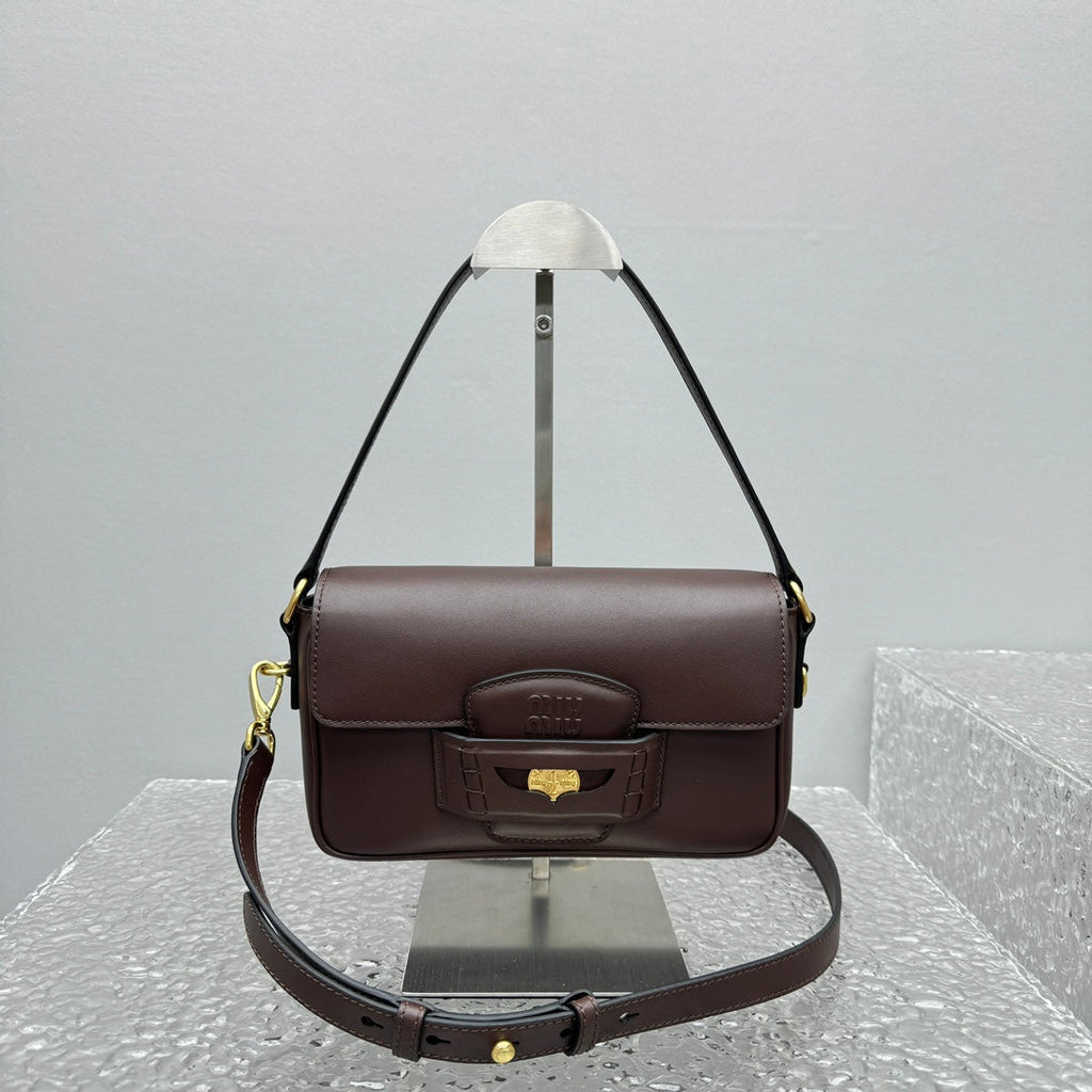 ＭＩ ＭＵ PENNY NAPPA LEATHER SHOULDER BAG BRIARWOOD