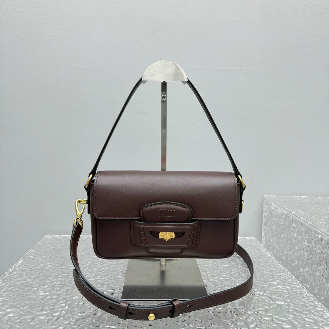 ＭＩ ＭＵ PENNY NAPPA LEATHER SHOULDER BAG BRIARWOOD