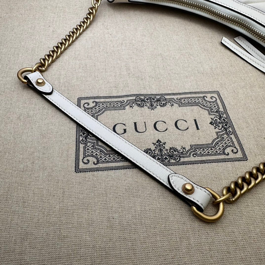 ＧＣＣＩGG MARMONT SMALL MATELASSE LEATHER SHOULDER BAG WHITE