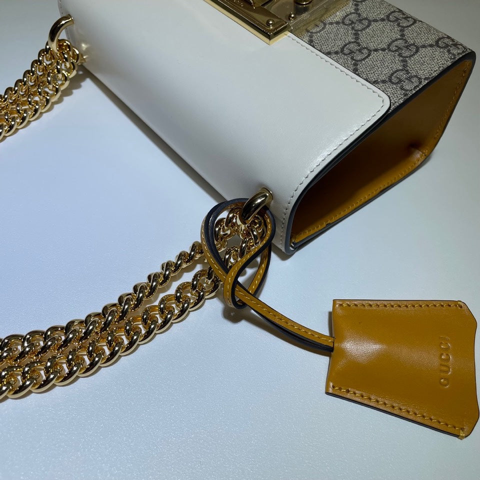 ＧＣＣＩPADLOCK SMALL SHOULDER BAG WHITE-BROWN