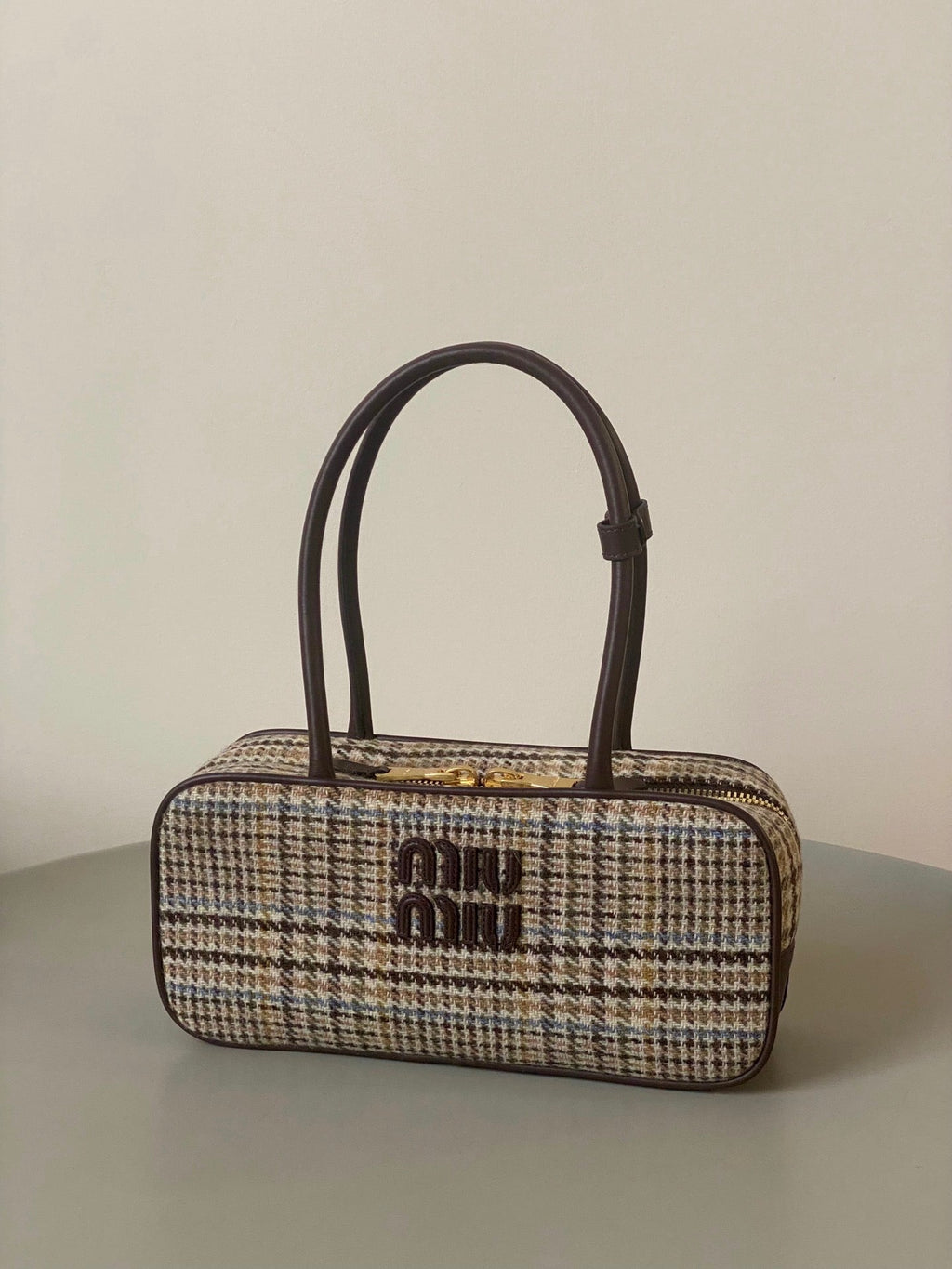 ＭＩ ＭＵ BEAU TARTAN TOP HANDLE BAG