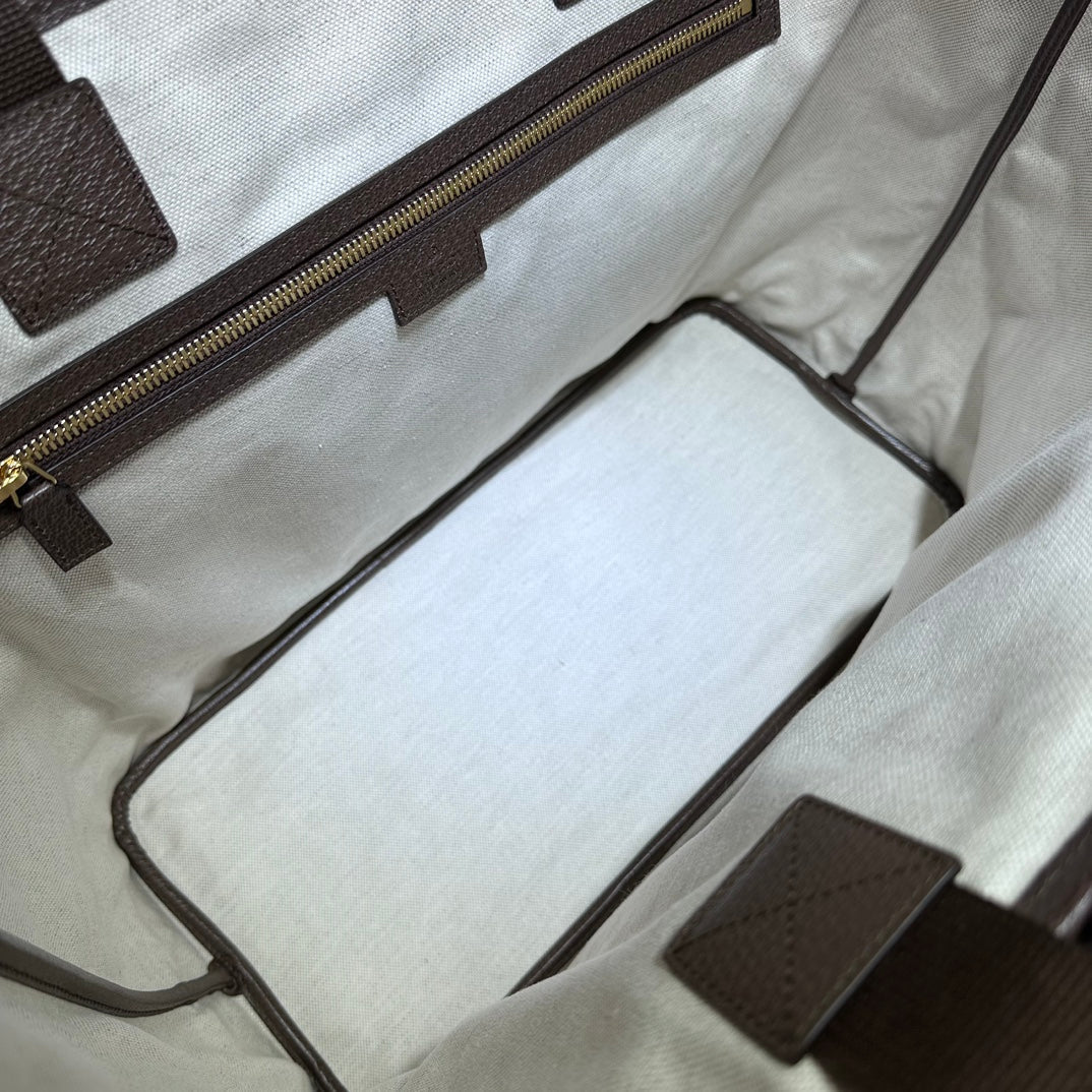 ＧＣＣＩGG JUMBO LEATHER-TRIMMED CANVAS-JACQUARD TOTE